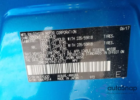 2017 Toyota Rav4 Hybrid Limited z USA, uszkodzony, nr VIN JTMDJREV9HD143122